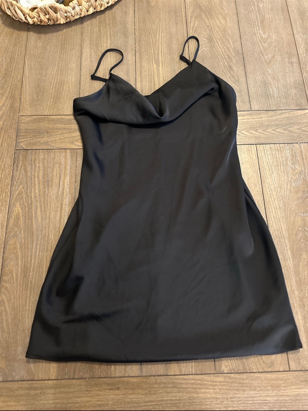 Urban Outfitters Black Satin Slip Dress with Thin Straps